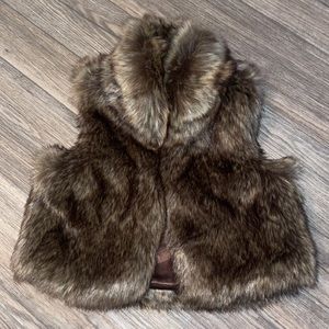 NWT Polo Ralph Lauren girls' brown faux fur vest